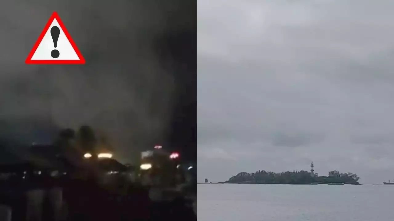 VIDEO: Graban momento exacto en el que un 'tornado' marino ingresa a playas de Veracruz