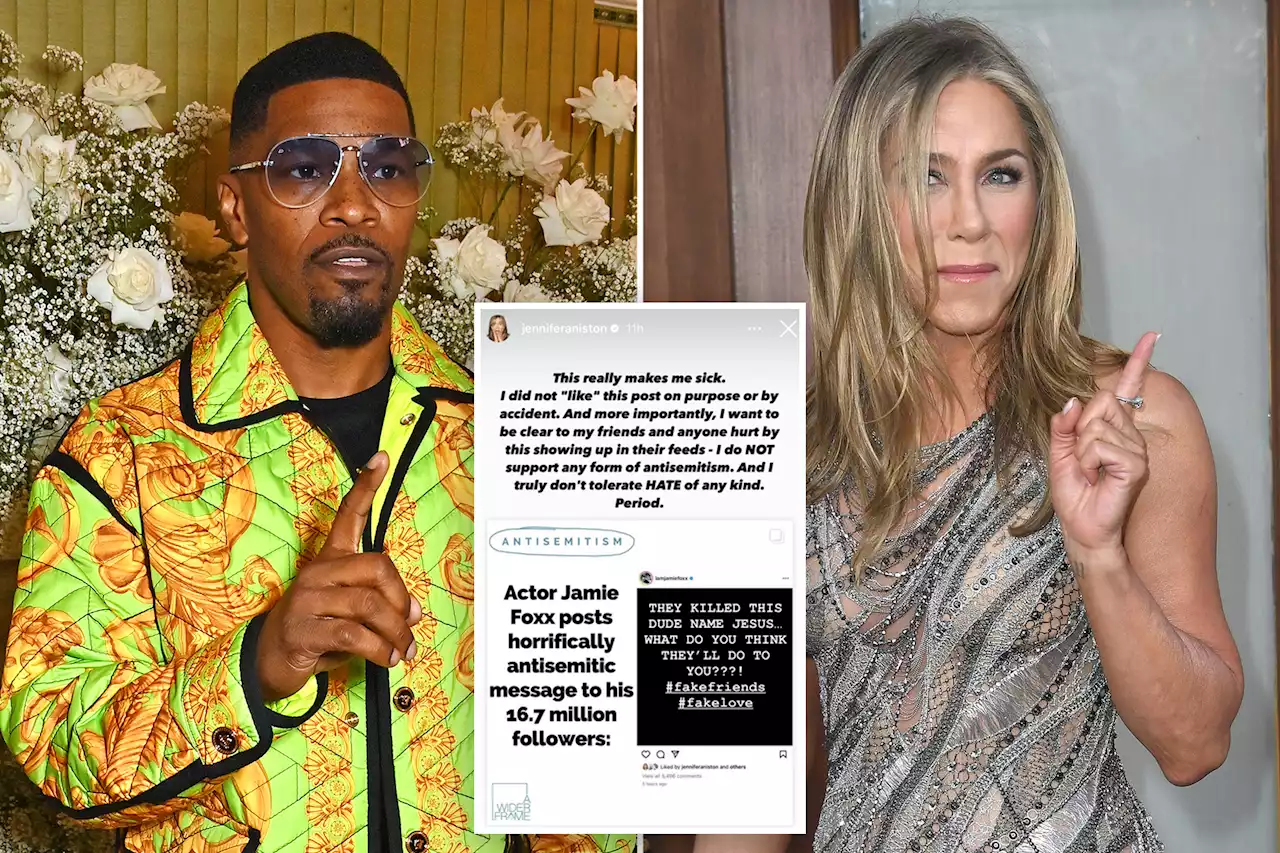 Jennifer Aniston fires back after appearing to ‘like’ Jamie Foxx’s ‘horrifically antisemitic’ Instagram post