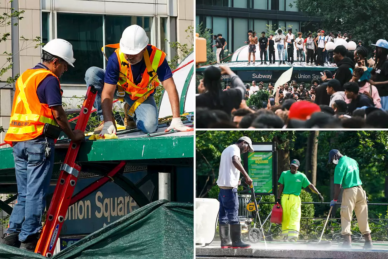 Union Square riot in which teens hurled fireworks, tables is ‘a parenting issue’: Mayor Adams