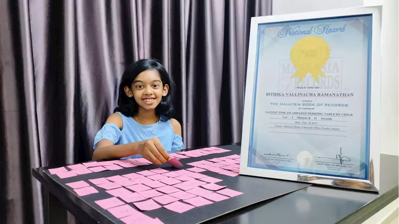 9YO arranges periodic table under 4 minutes, enters Malaysia Book of Records