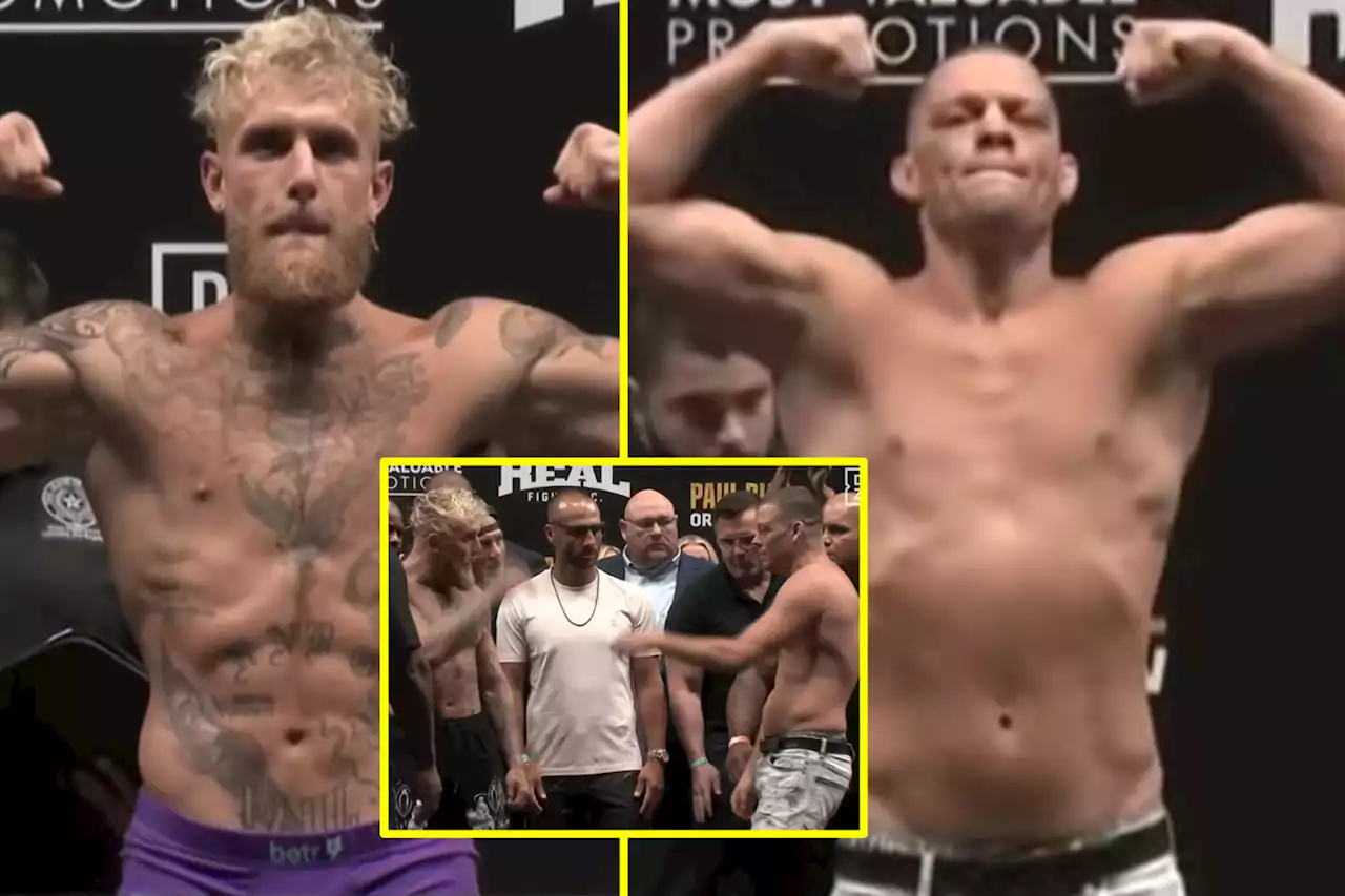 Jake Paul says he's taking 'b****' Nate Diaz for a walk as security intervene at weigh-in