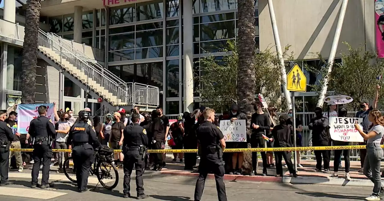 Protesters gather outside New Children's Museum over drag queen story time