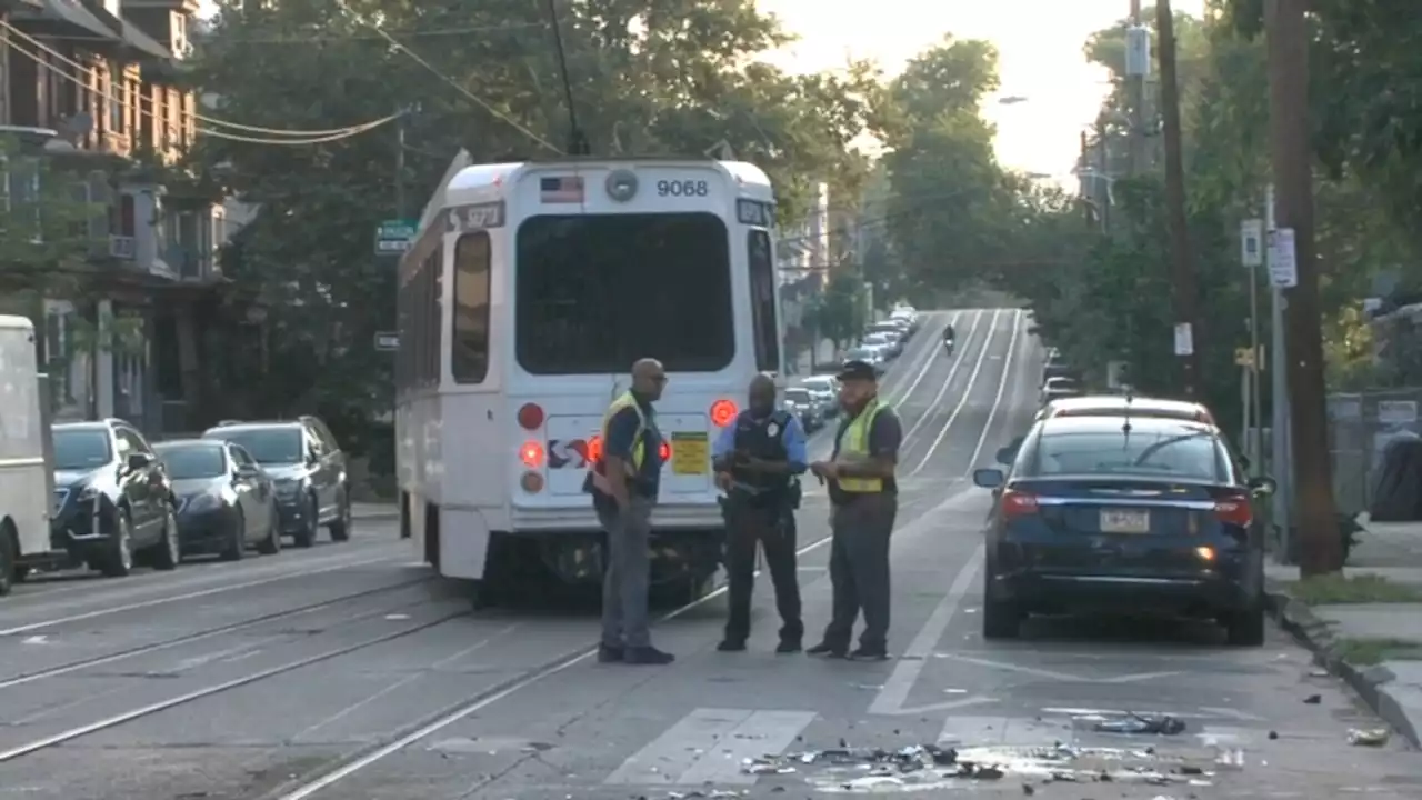 Car crashes into SEPTA trolley in Southwest Philadelphia