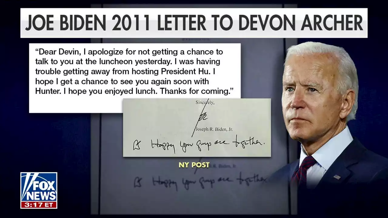 'Dear Devon': Jim Jordan says bombshell letter from Biden to Archer proves 'connections' to Hunter dealings