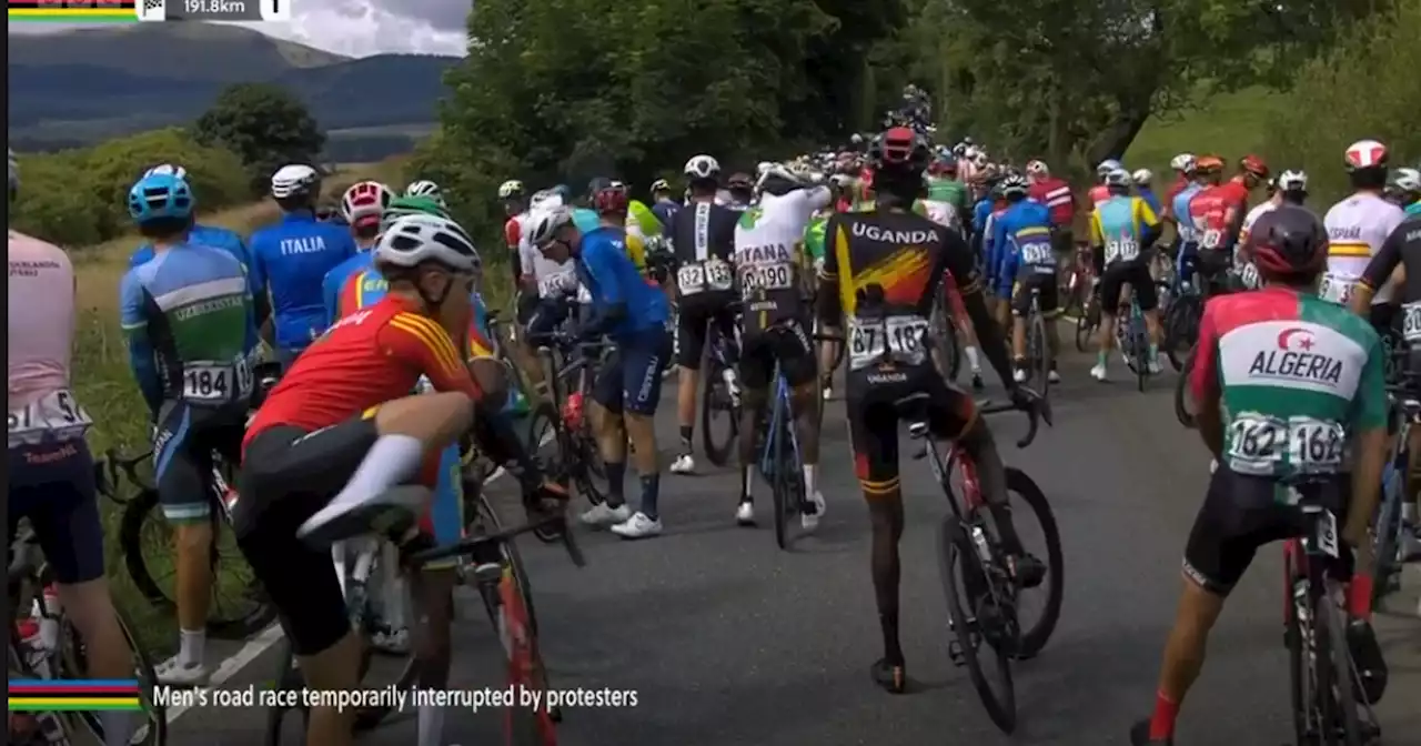 Chaos as UCI Cycling World Championships brought to a standstill by protesters