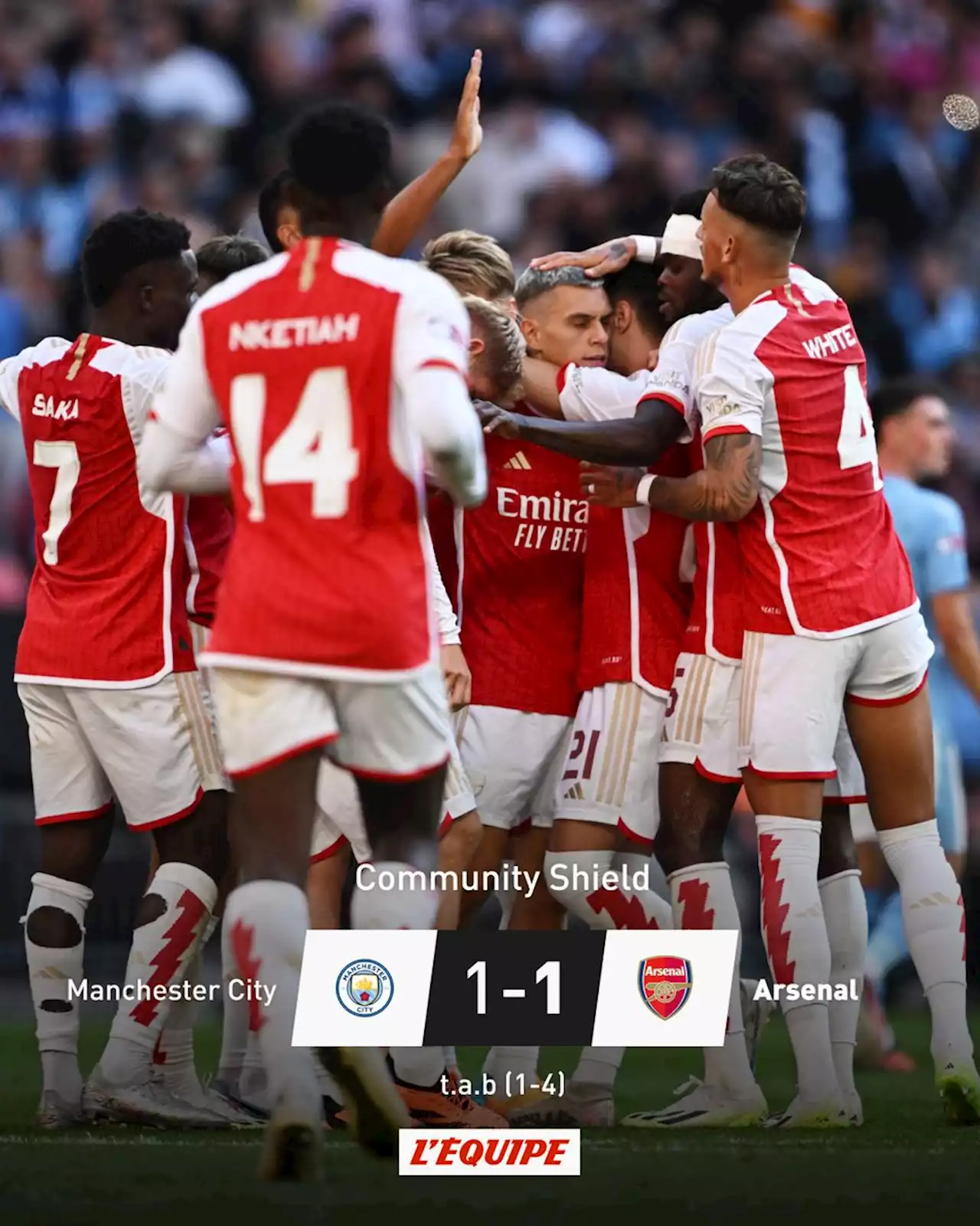 Manchester City 1-1 Arsenal, Community Shield : les Gunners remportent le Community Shield