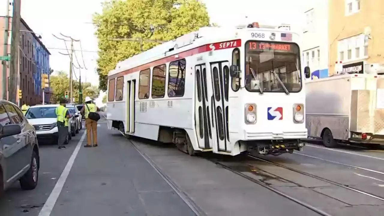 SEPTA trolley off rails after crash in Philly's Kingsessing neighborhood