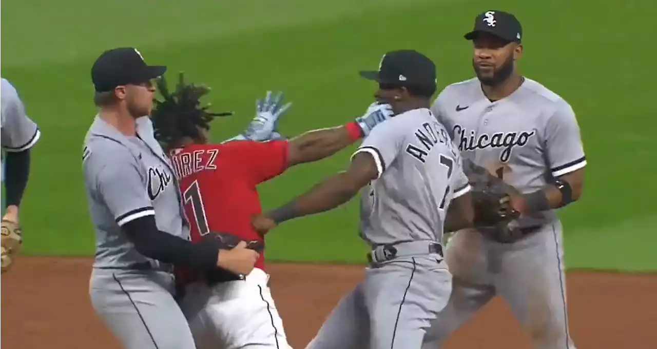 Jose Ramirez knocks down Tim Anderson with huge right hook as MLB stars brawl