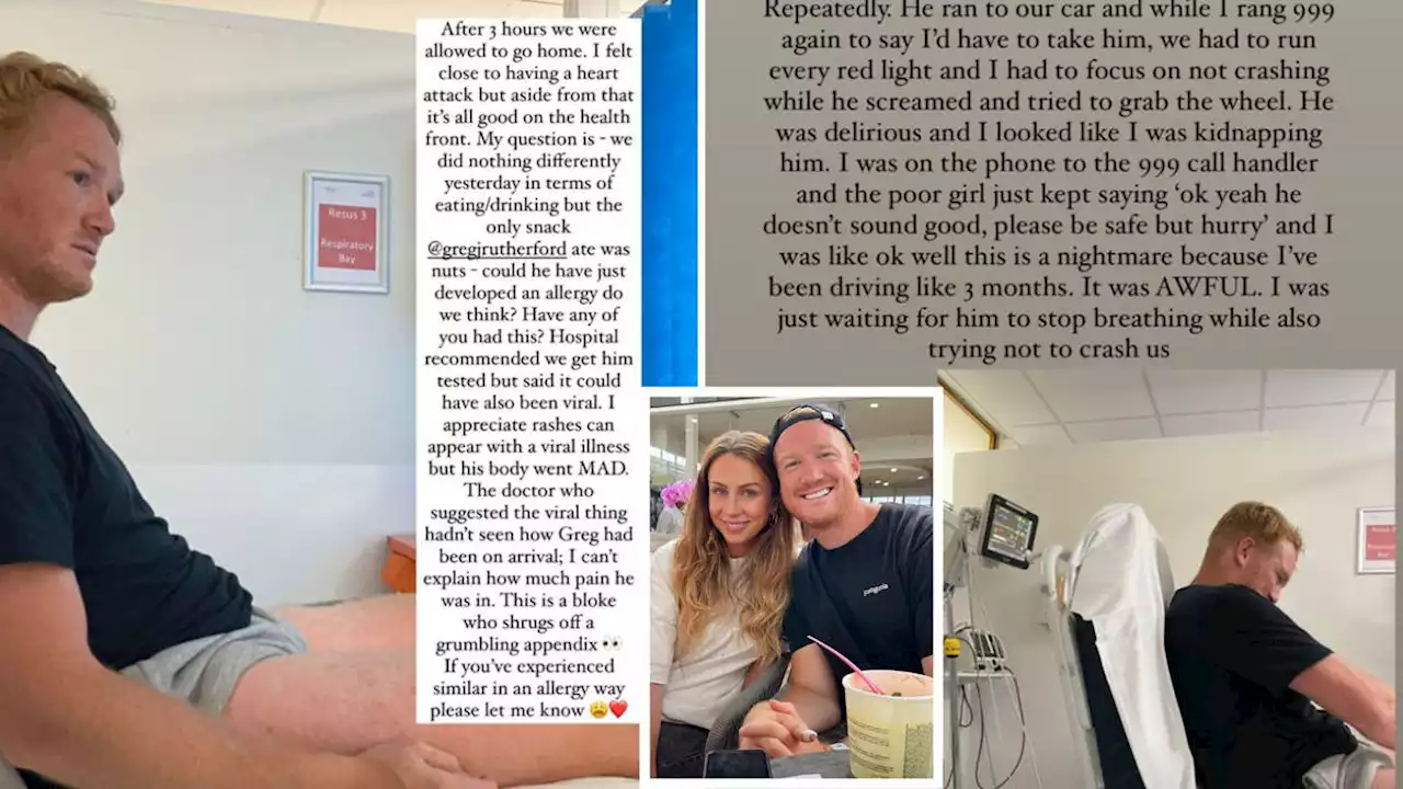 Greg Rutherford rushed to hospital 'screaming and raking at his skin' as fiancee left fearing he'd stop breathing