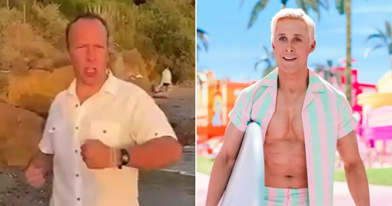 For some reason, Matt Hancock's doing a Ken lip-sync on a beach