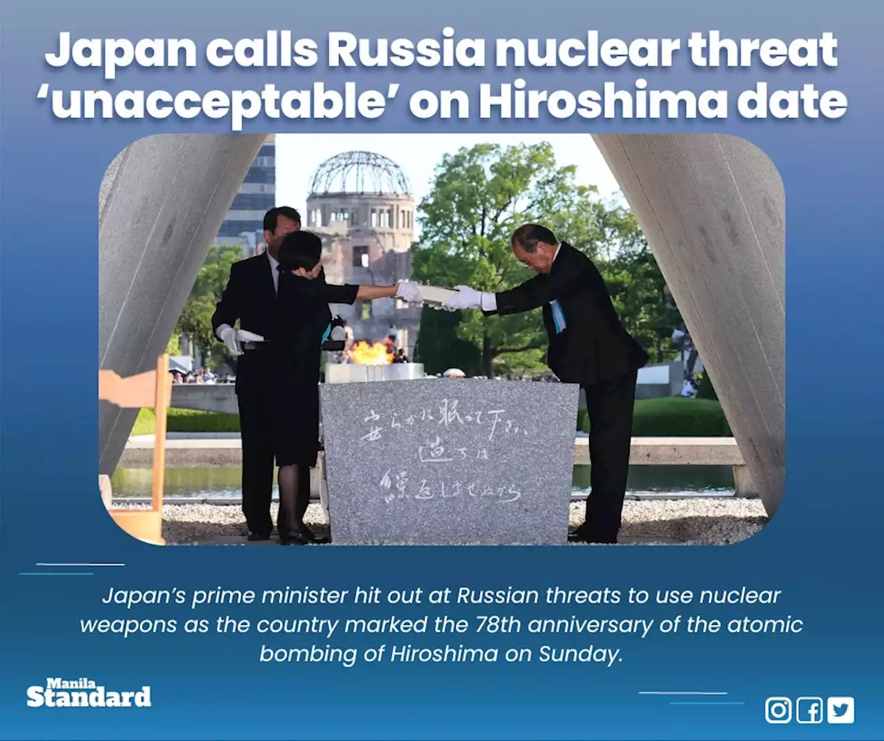 Japan calls Russia nuclear threat ‘unacceptable’ on Hiroshima date