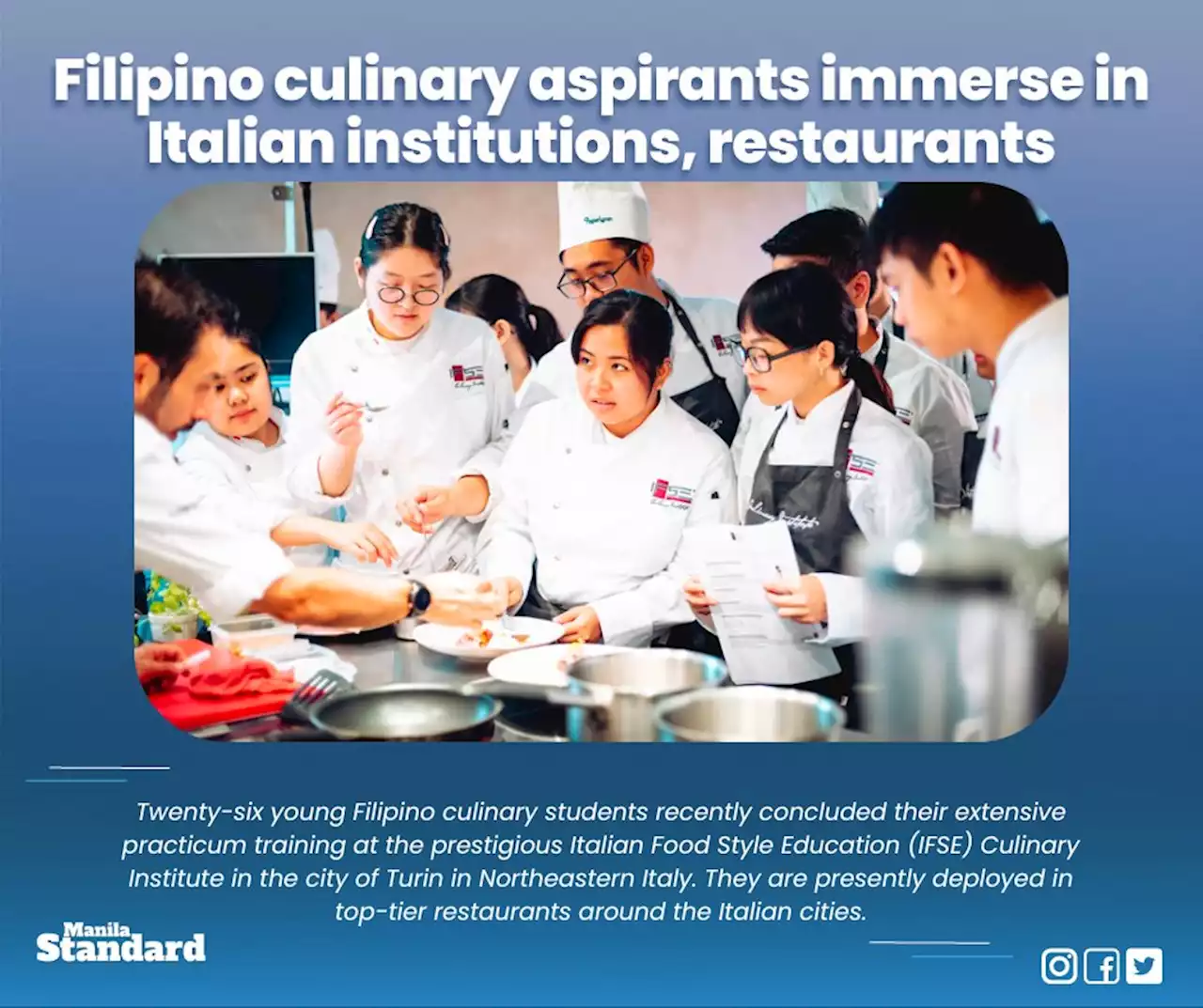 Filipino culinary aspirants immerse in Italian institutions, restaurants