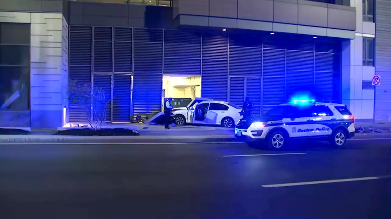 Car crashes into building in Boston's South End