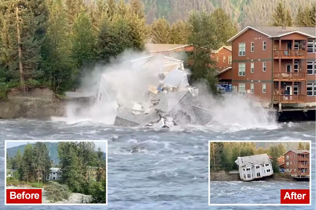 Alaskan homes devoured by river in glacial break flooding