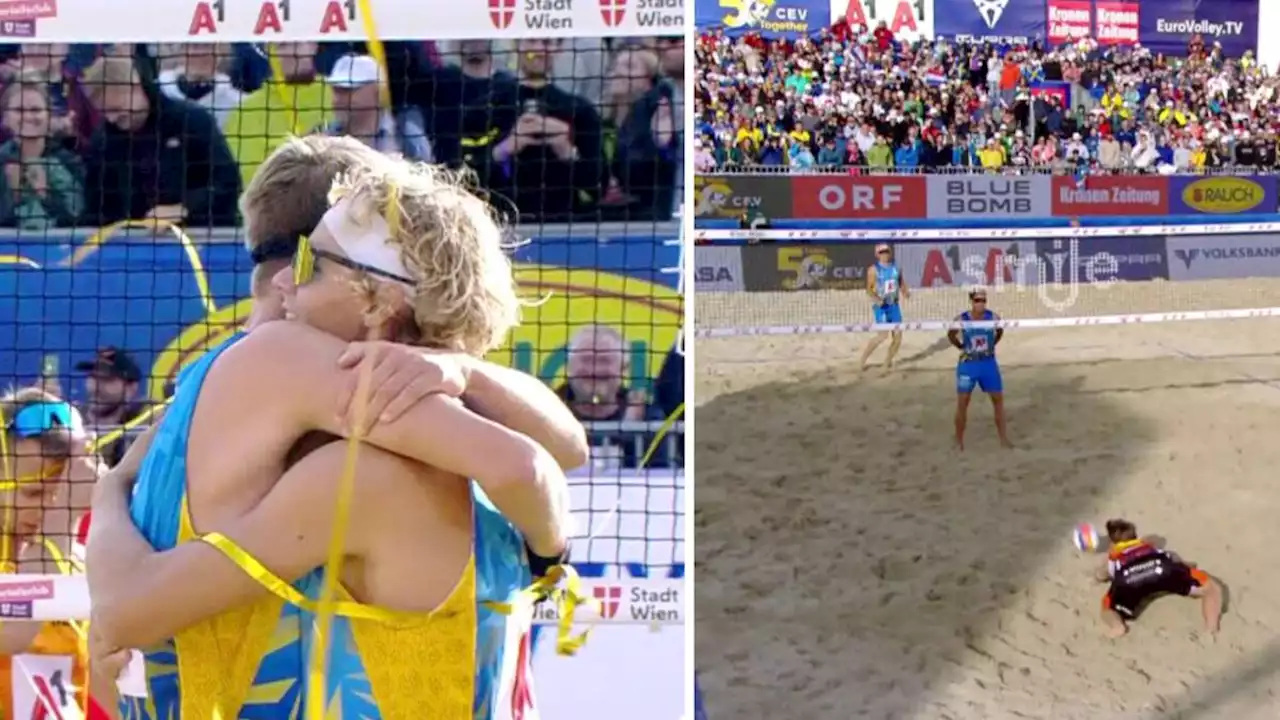 Beachvolleyboll: David Åhman och Jonatan Hellvig försvarade EM-guldet i beachvolleyboll – vann enkelt finalen mot Leon Luini och Yorick de Groot