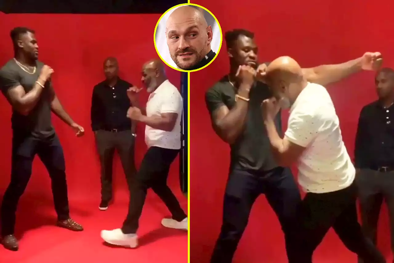 Footage shows Mike Tyson giving Francis Ngannou tips about Tyson Fury fight four years before he was made former UFC champion’s coach