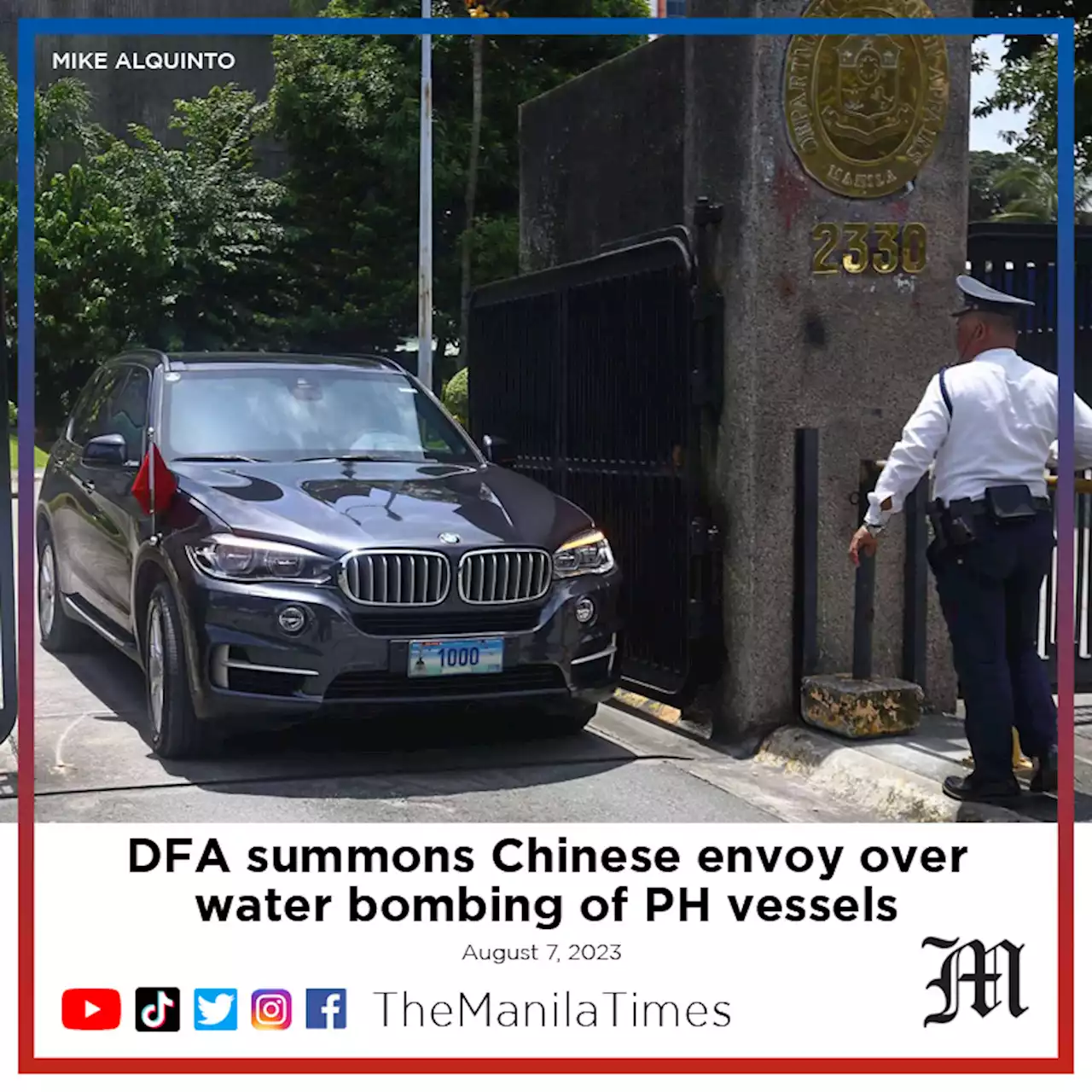 DFA summons Chinese envoy over water bombing of PH vessels