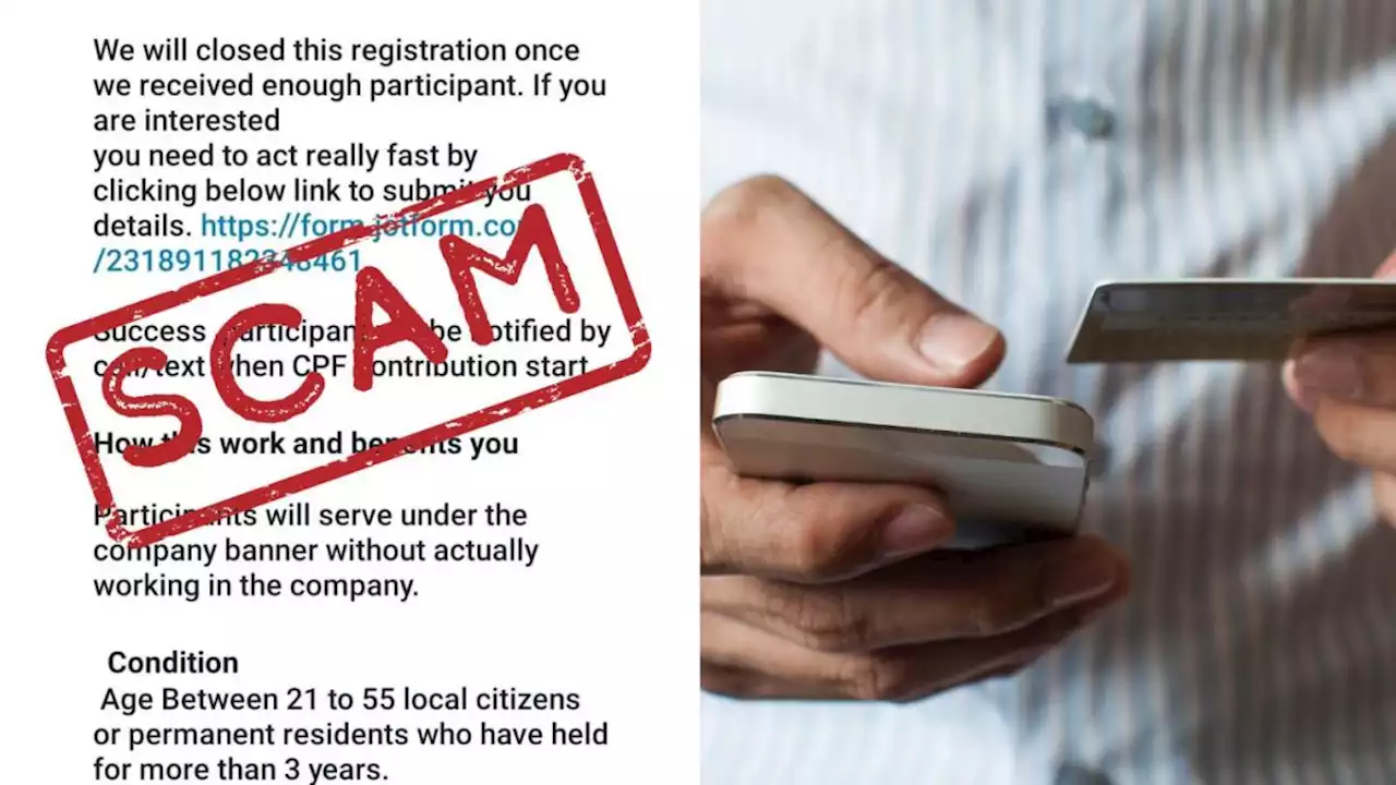 Scam alert: 'CPF Top-Up Scheme Offer' circulating on WhatsApp, warns MOM