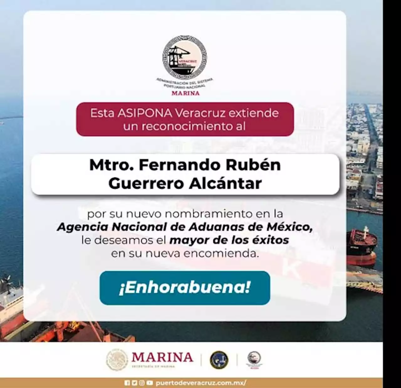 Remueven de la Aduana de Veracruz a Fernando Rubén Guerrero Alcántar