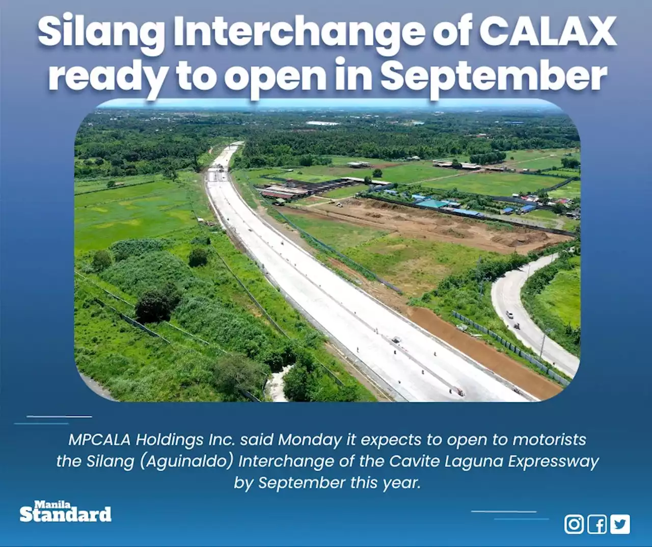 Silang Interchange of CALAX ready to open in September