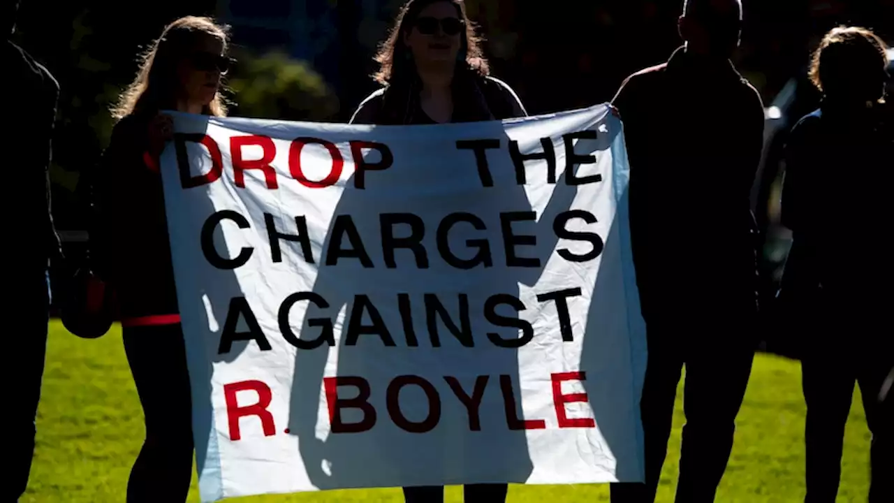 Supporters of ATO whistleblower Richard Boyle protest outside SA court