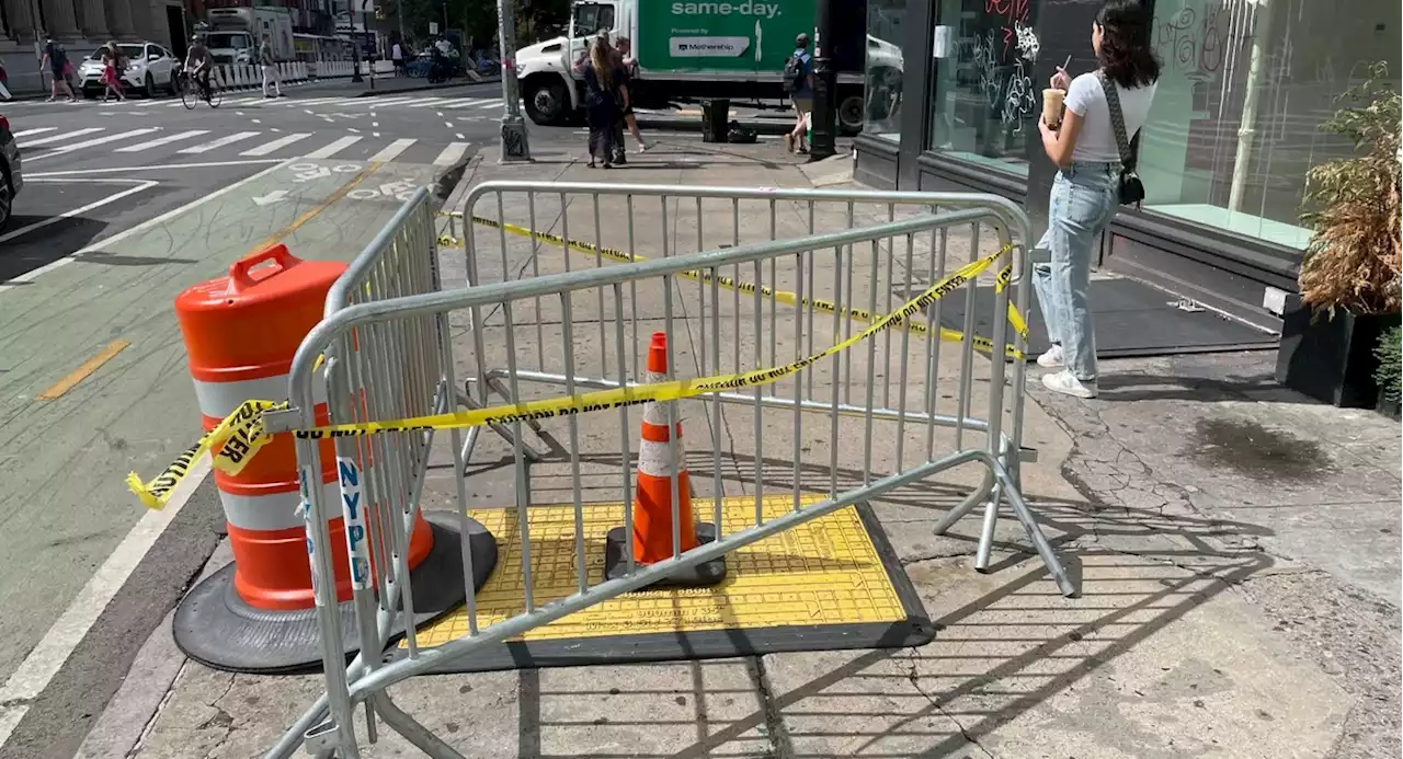 Hole in SoHo Sidewalk Leads to Subway Station