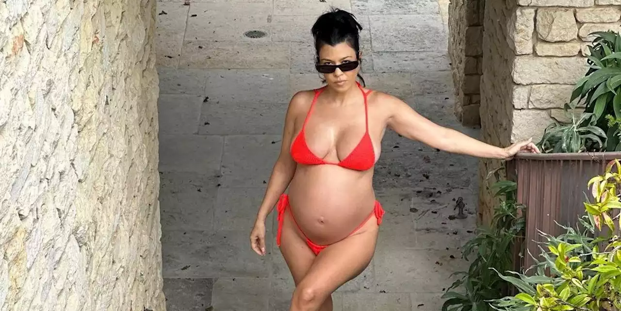 Pregnant Kourtney Kardashian Is Sun-Kissed in a Teeny Red Bikini