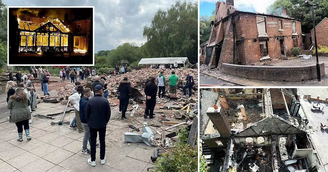 Mourners pay final respects to Crooked House pub after it burned down