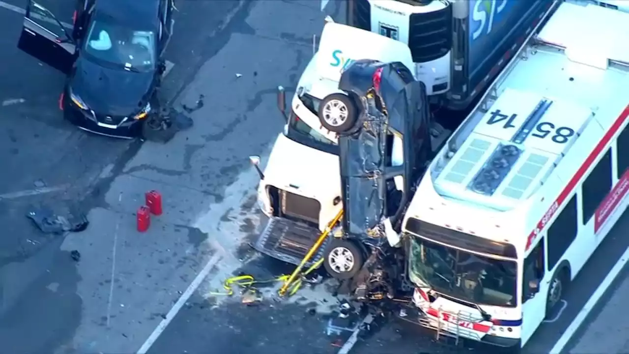 Four injured in wrong-way driver crash between truck and SEPTA Bus in Haverford Township