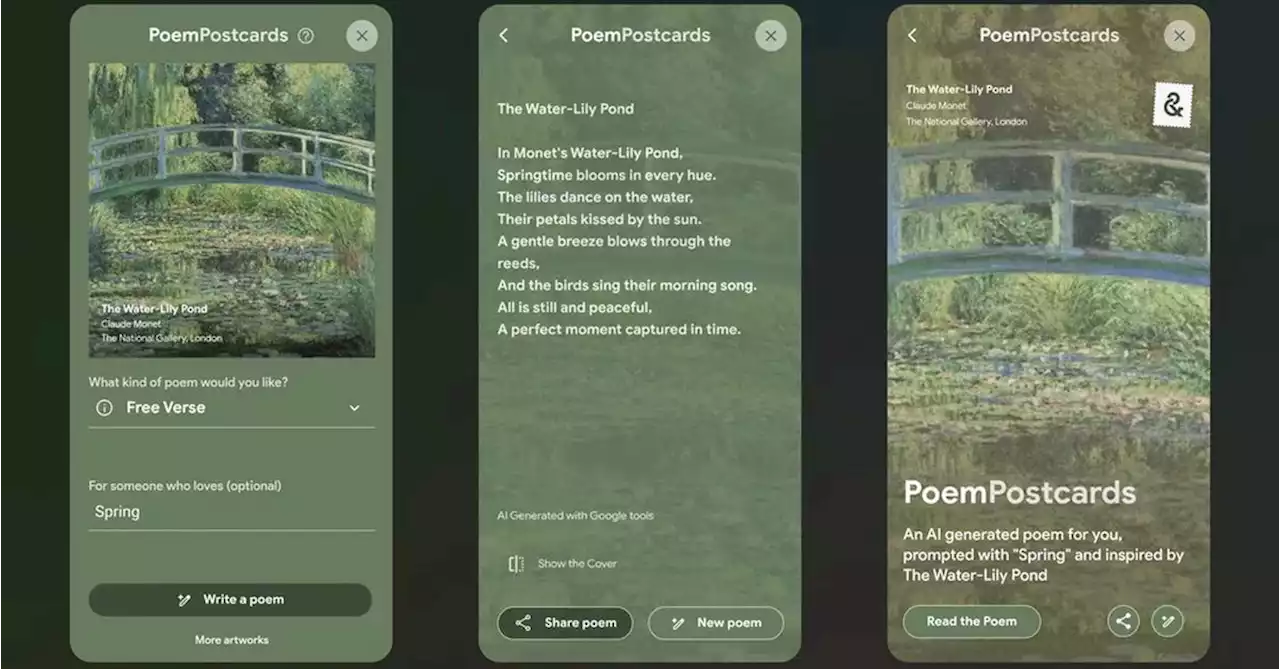 Google’s Arts & Culture app adds AI-generated poem postcards