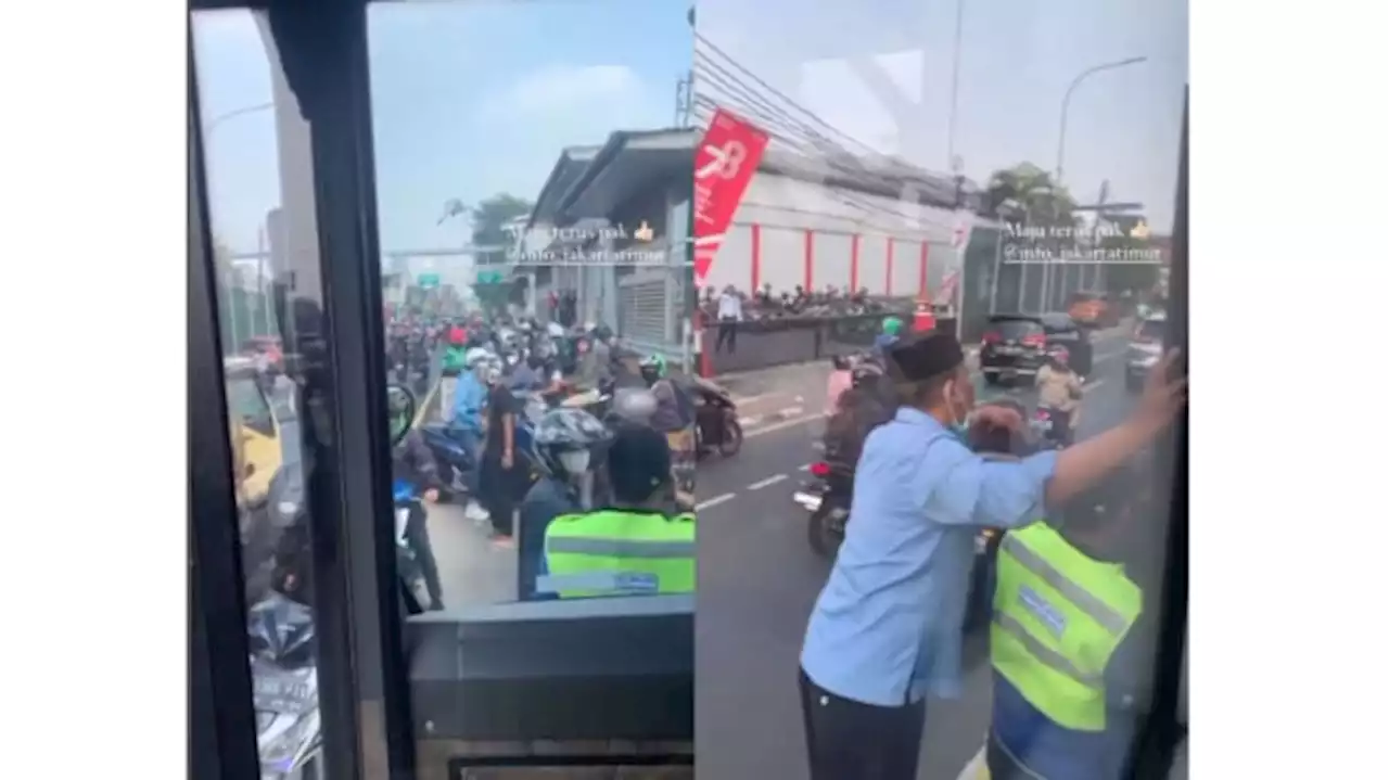 Viral Pemotor Dipukul Mundur Gegara Masuk Jalur TransJakarta