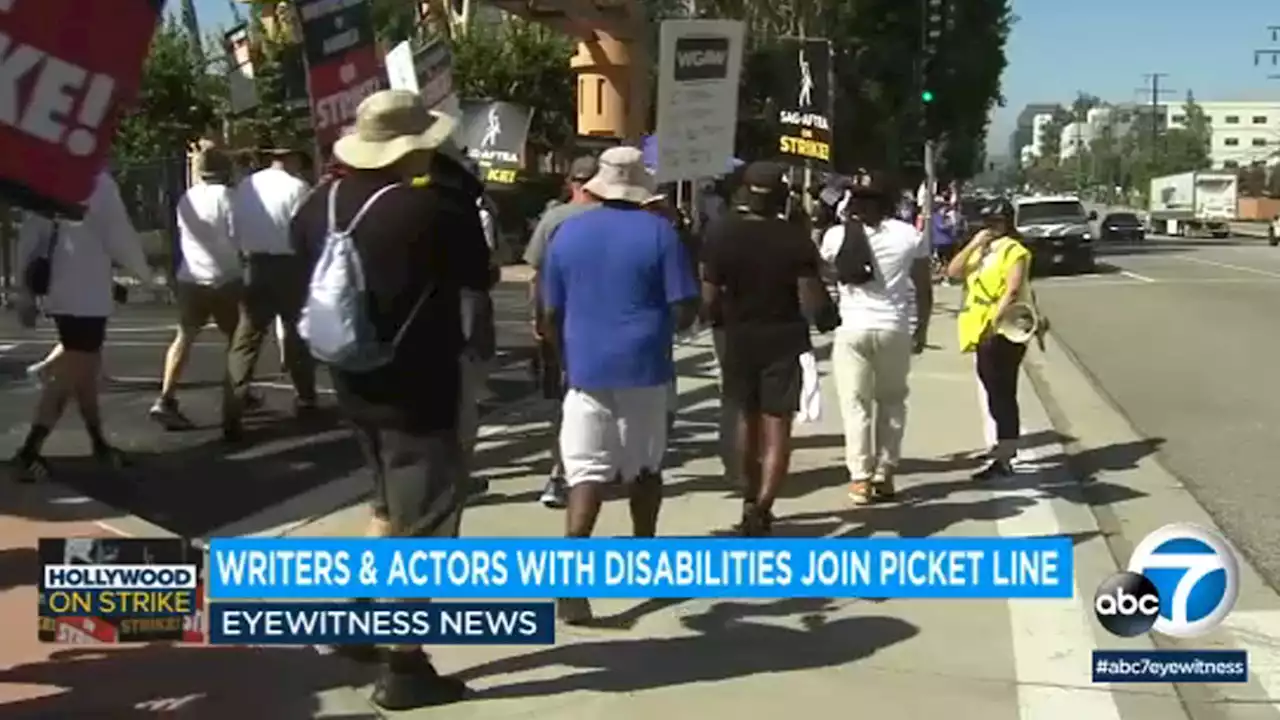 Striking Hollywood actors and writers with disabilities join the picket line