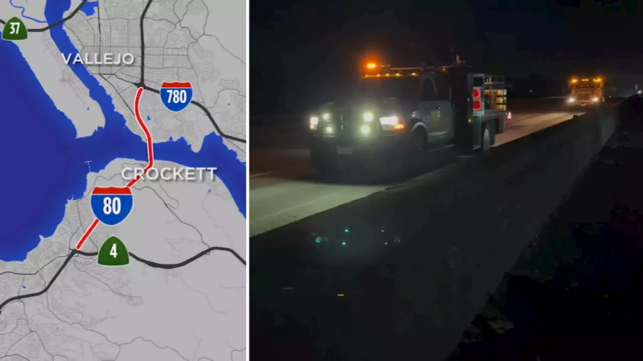 Westbound I-80 closed from Vallejo to Hercules through Tuesday