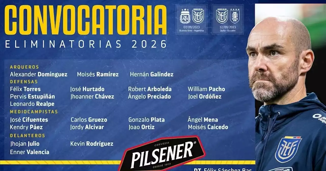 ¡Los convocados de Ecuador para enfrentar a Argentina y Uruguay!