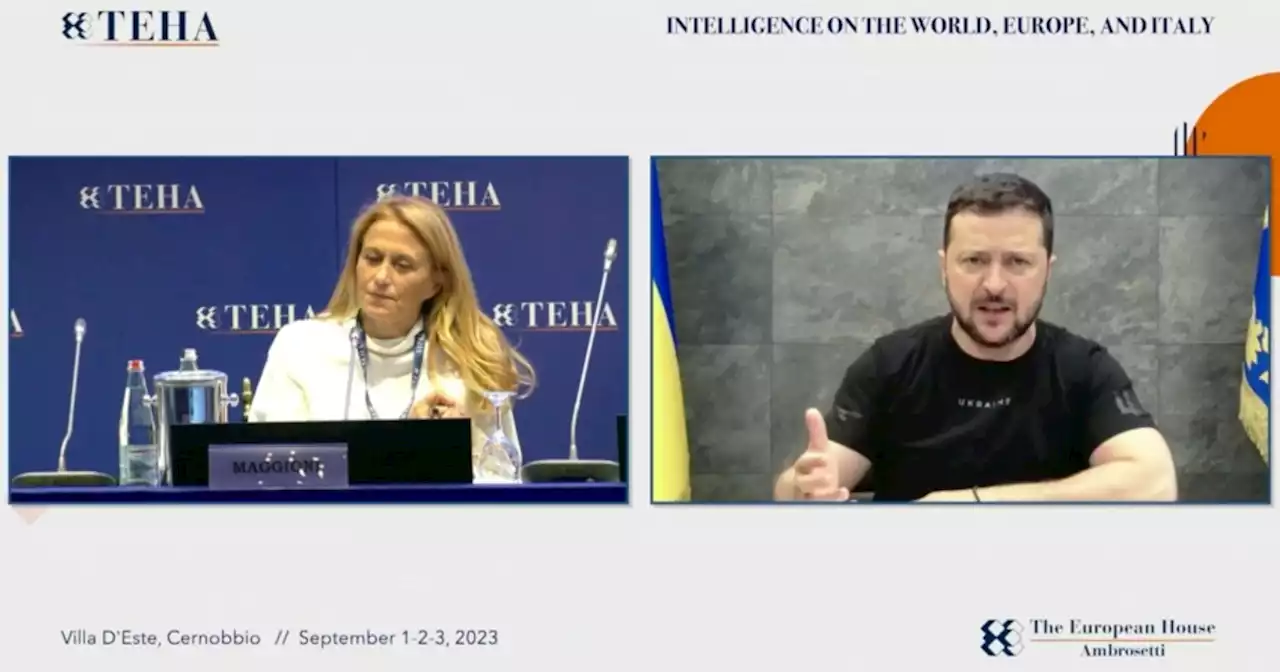 Zelensky in collegamento con il forum Ambrosetti di Cernobbio: 'La morte di Prigozhin mostra che non si può negoziare'