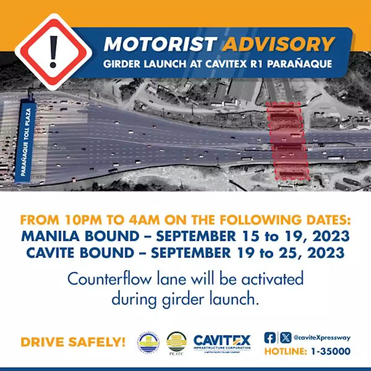 Cavitex to open counterflow lanes for girder launch at R1 Interchange