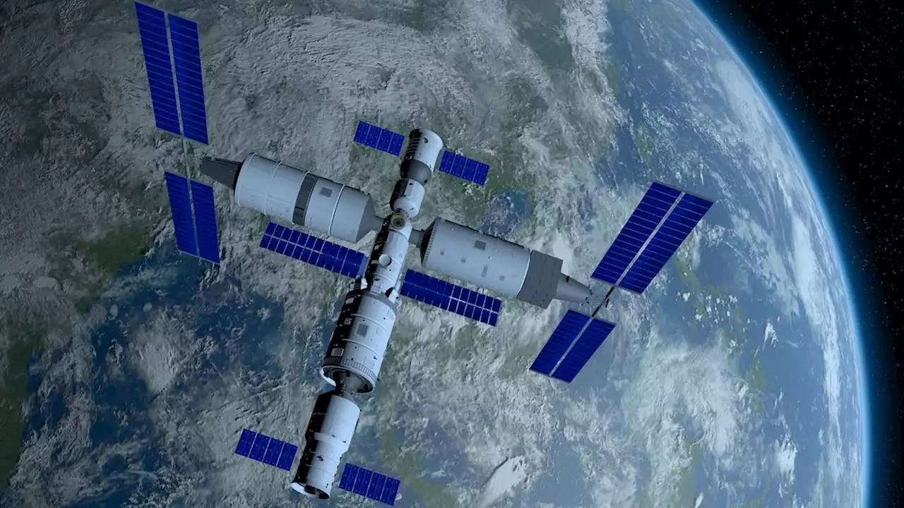 Amazing satellite video shows China's space station come together in Earth orbit (video)