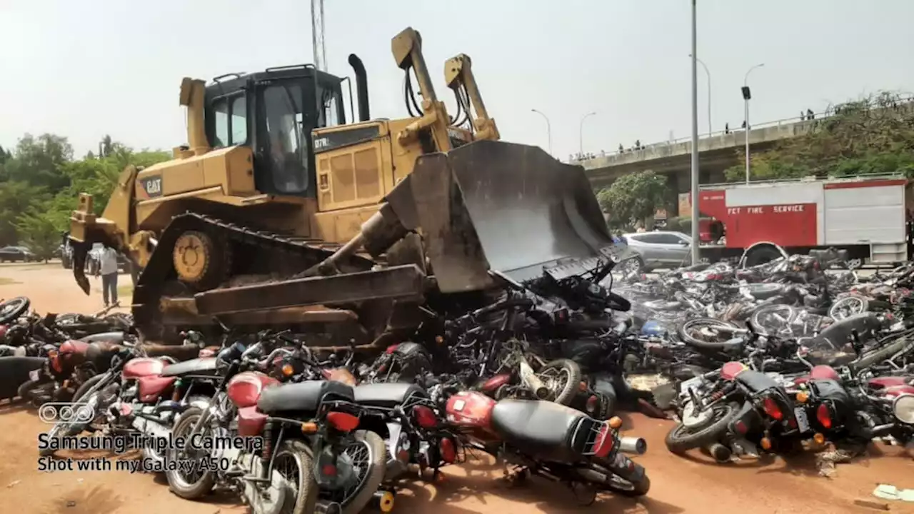 FCTA impounds, crushes 400 commercial motorcycles in Abuja