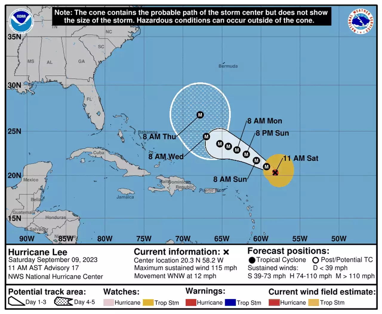 Hurricane Lee update: Lee weaker but still Category 3