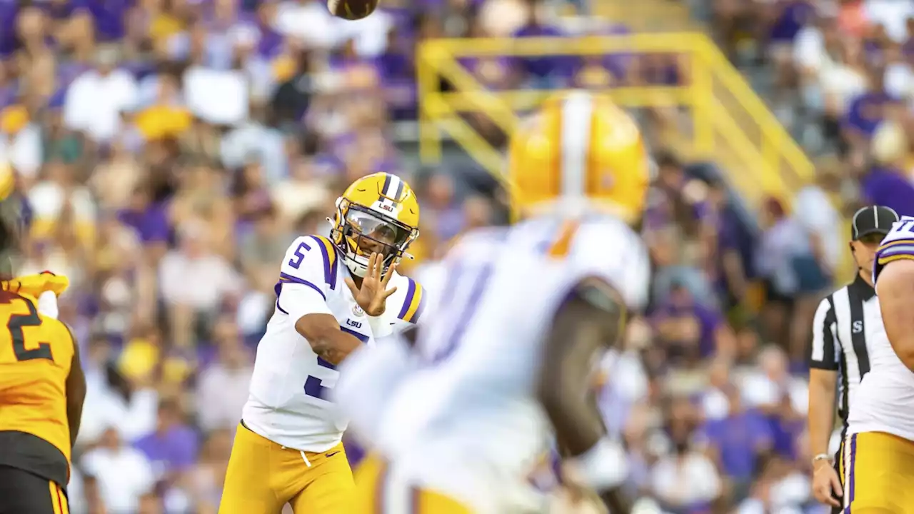 Jayden Daniels throws for 5 TDs and 269 yards as No. 14 LSU routs Grambling