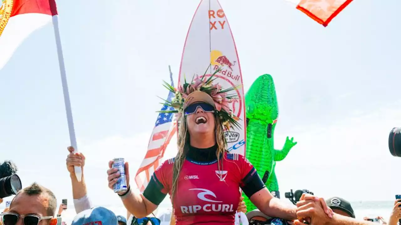 American surfer Caroline Marks wins her first surfing world title, defeating Olympic champion