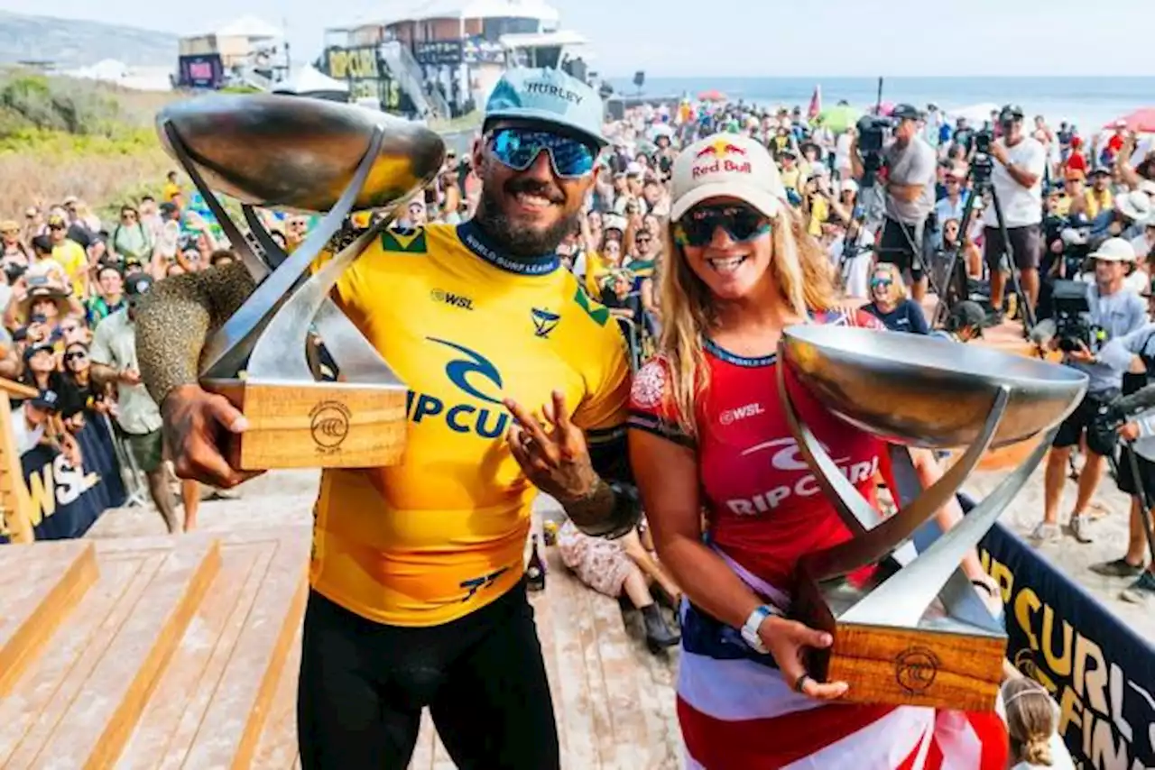 Filipe Toledo et Caroline Marks sacrés champions du monde 2023 à Trestles