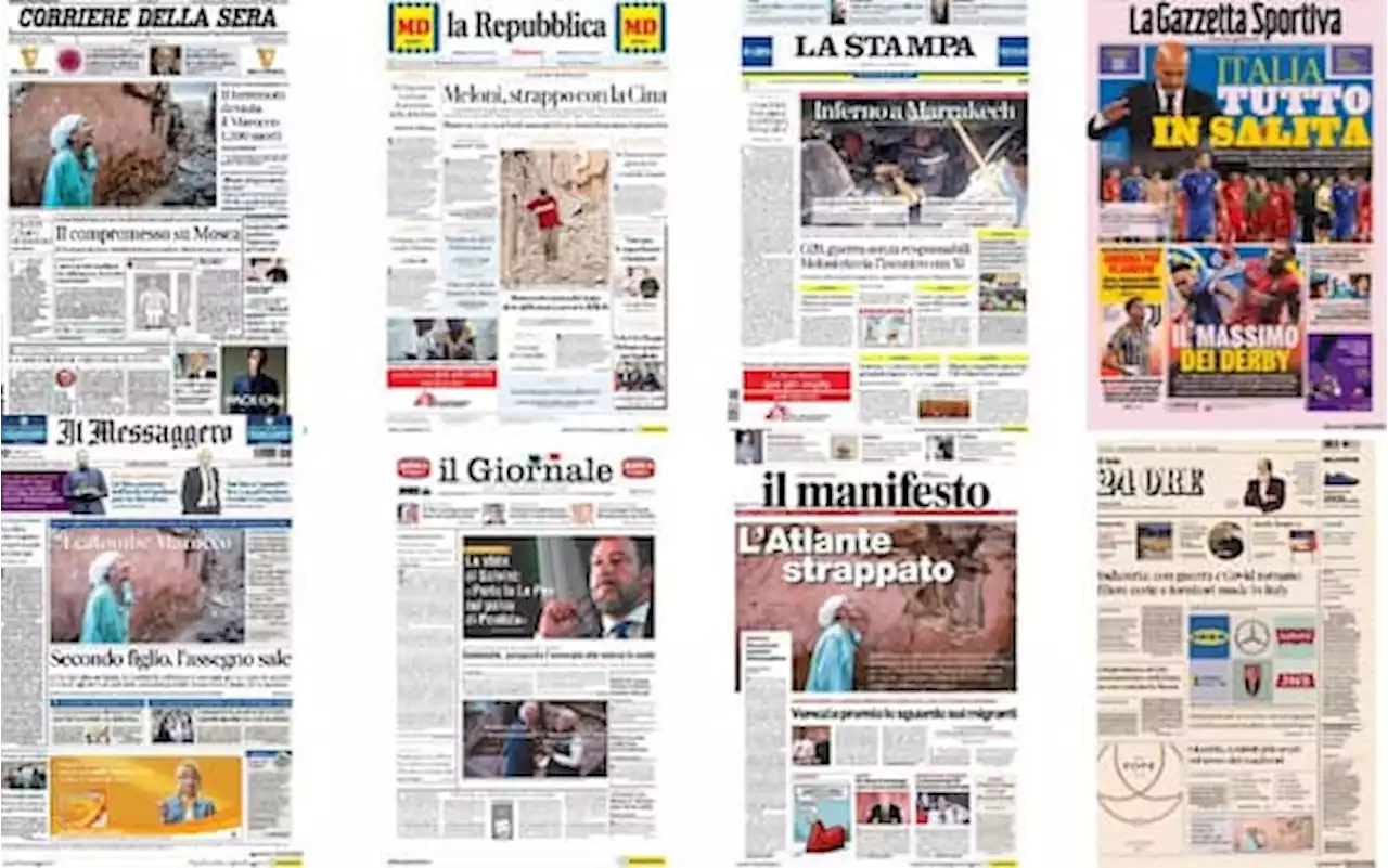 Le prime pagine dei quotidiani di oggi 10 settembre: rassegna stampa