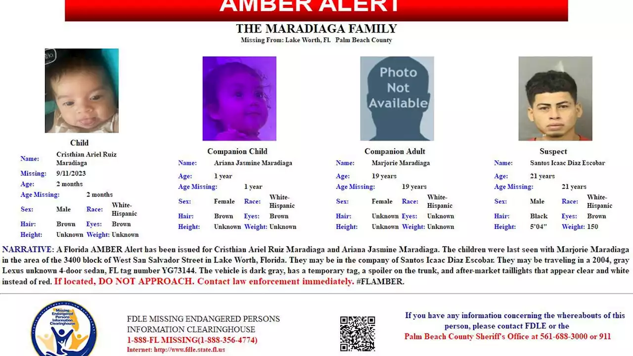 FLORIDA AMBER ALERT: 2-month-old boy, 1-year-old girl from Palm Beach County reported missing