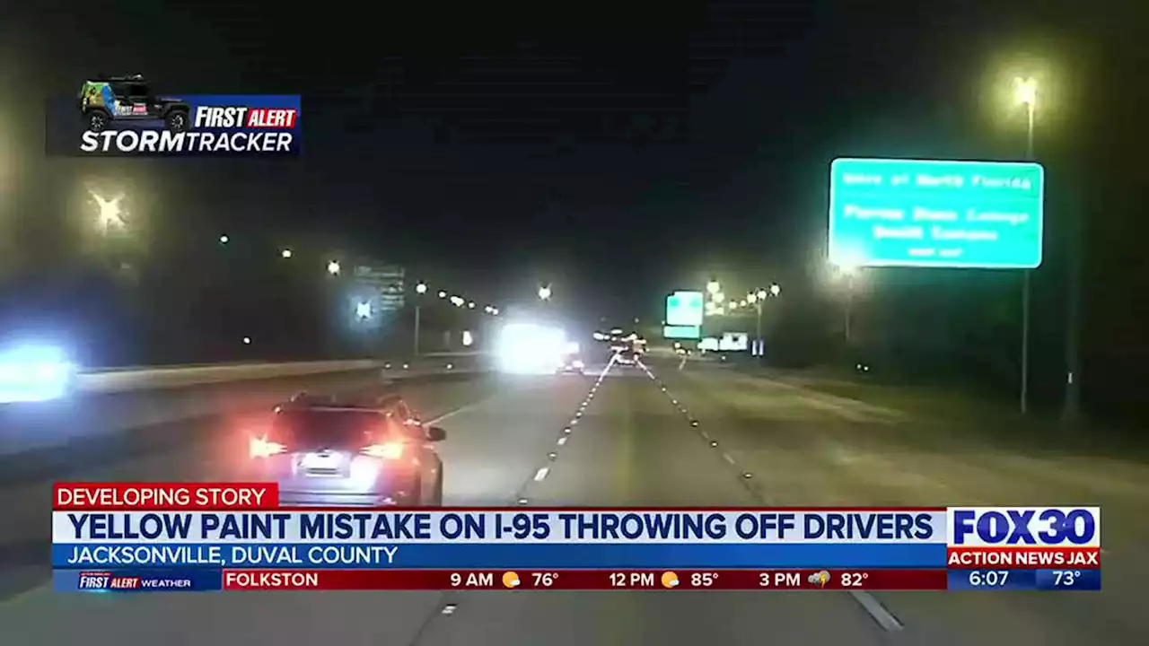 Mysterious yellow line on I-95 is paint mistake, FDOT says