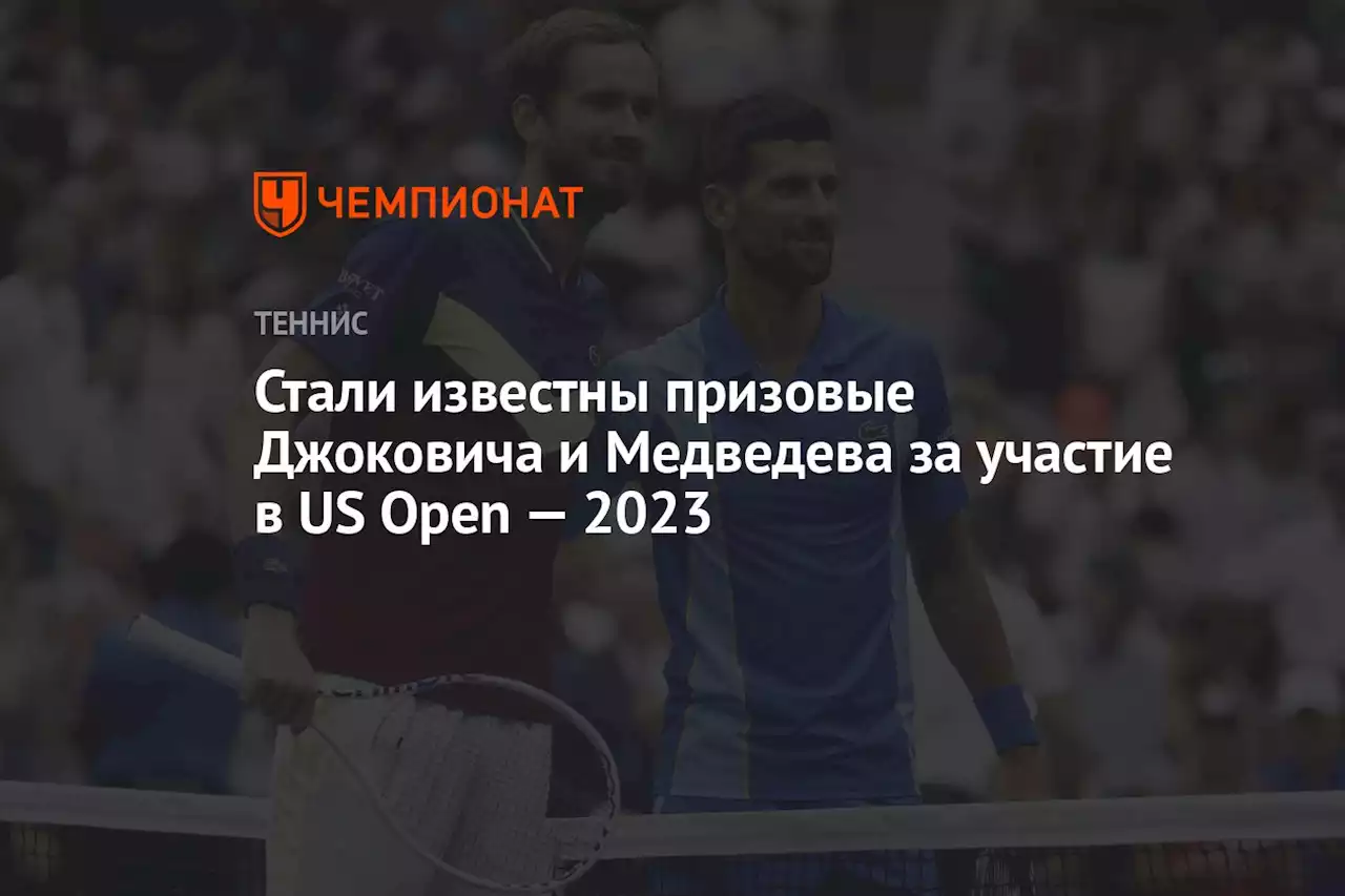 Стали известны призовые Джоковича и Медведева за участие в US Open — 2023