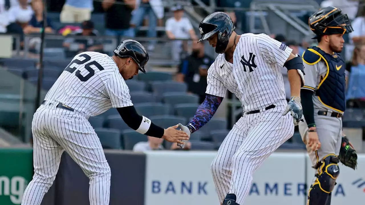 Yanks, hitless into 11th inning, top Brewers in 13