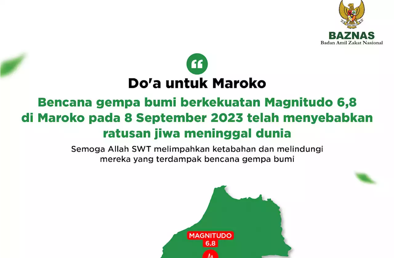 Korban Gempa Maroko Capai Ribuan, BAZNAS Kirim Tim Kemanusiaan dan Bantuan