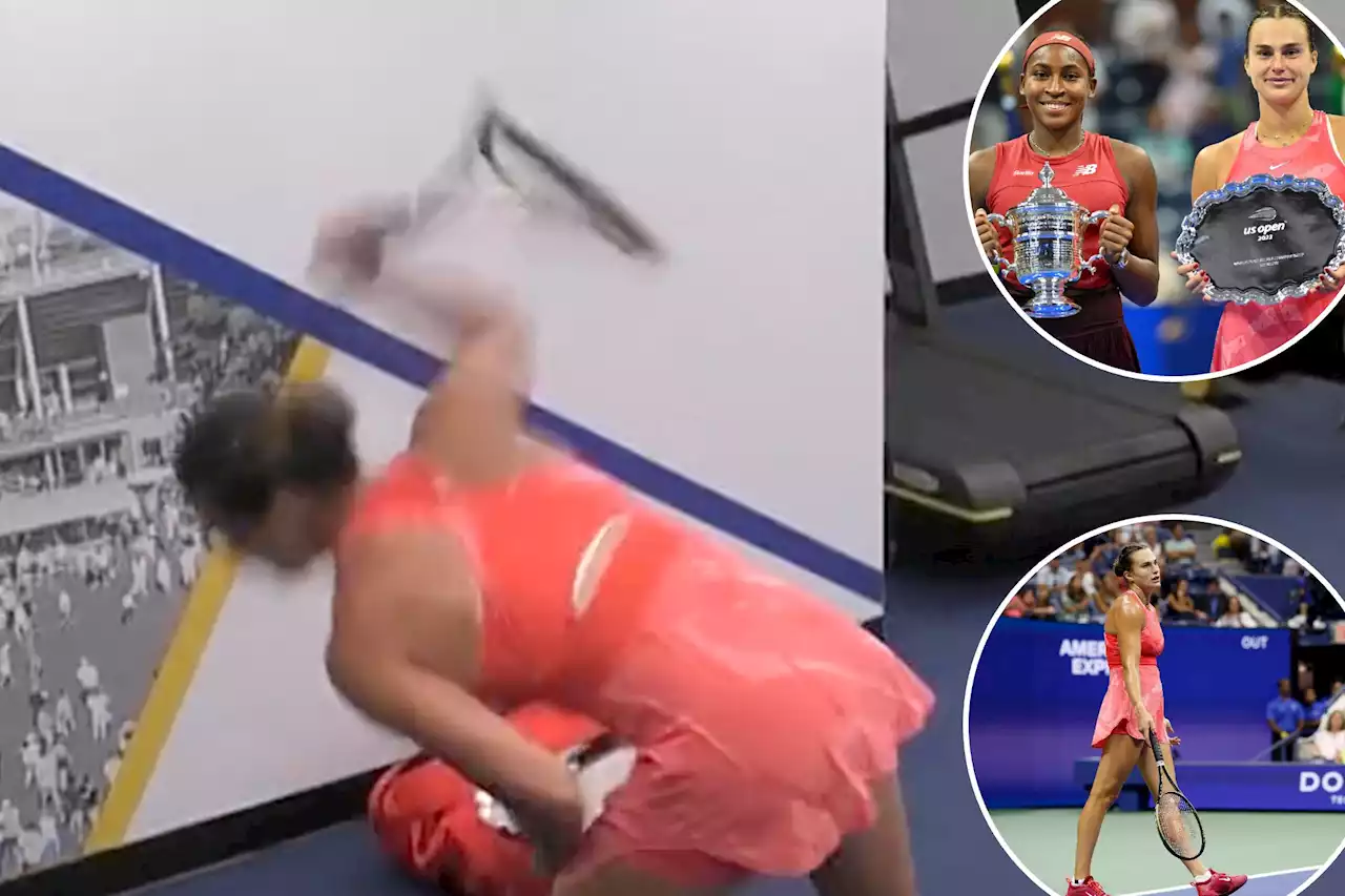 Aryna Sabalenka smashes racket in meltdown after loss to Coco Gauff at US Open