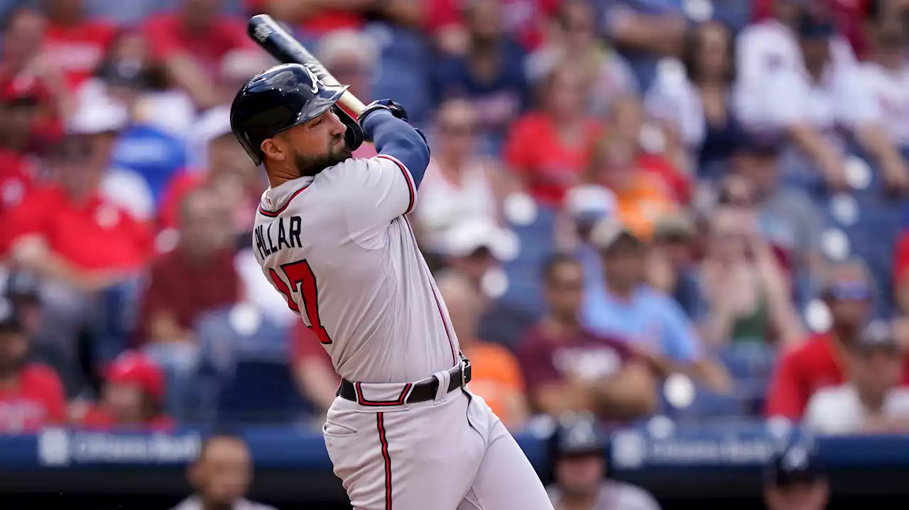 Braves survive Bryce Harper's tying homer in ninth to top Phillies in doubleheader opener